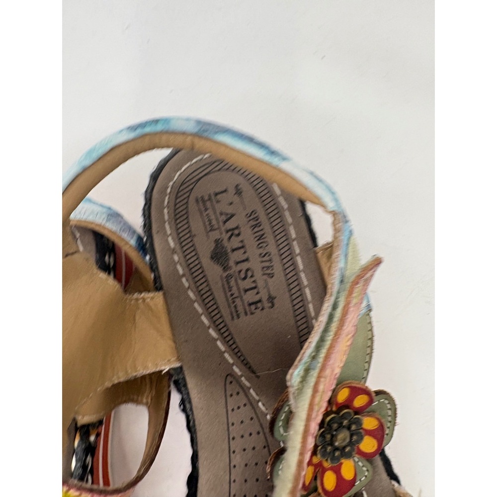 L'Artiste Spring Step Leather Floral Slingback Sandals Multi Color Womens 42 - Picture 6 of 7
